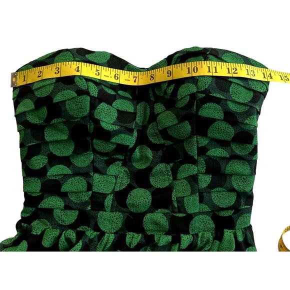 Fynn & Rose Swing Mini Dress Women Size XS Green Black Dot Strapless Coquette - Picture 4 of 9